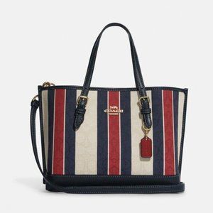 Coach Signature Tote 25 Jaquard/ Leather w/ stripes. SOLD OUT
